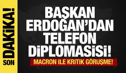 Son dakika... Cumhurbaşkanı Erdoğan Macron ile görüştü! 