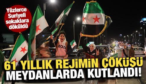 61 yıllık rejimin çöküşü meydanlarda kutlandı! Yüzlerce Suriyeli sokaklara döküldü