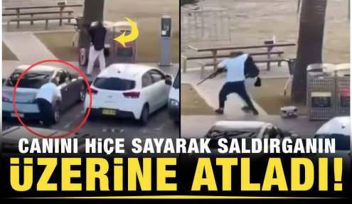 Avustralya'da kara pazar! Saldırganın üzerine atlayan kahraman adam kameralara yansıdı