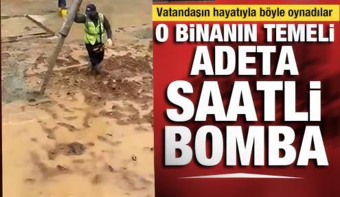 Felakete davetiye! Su dolu temele beton döktüler