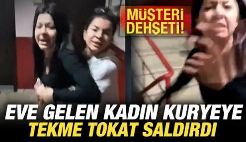 Çorlu'da müşteri dehşeti! Eve gelen kadın kuryeye tekme tokat saldırdı