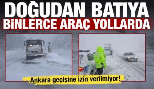 Kar yolları kilitledi: Yüzlerce araç yollarda mahsur kaldı