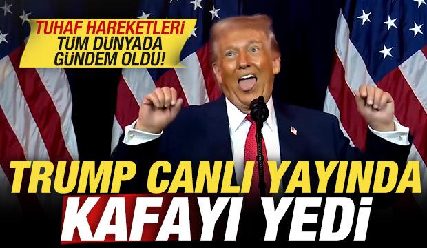 Trump canlı yayında kafayı yedi! Tuhaf hareketleri tüm dünyada gündem oldu