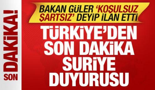 Türkiye'den son dakika Suriye duyurusu! Bakan Güler 'koşulsuz şartsız' deyip ilan etti