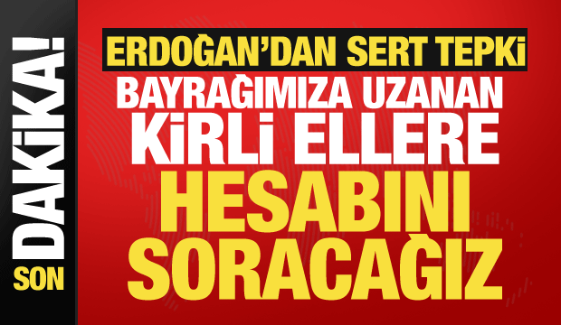 Cumhurbaşkanı Erdoğan'dan bayrağımıza saldıranlara sert tepki: Hesabını soracağız!