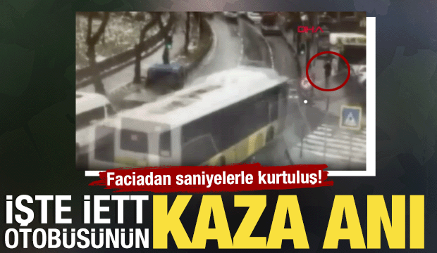 Esenler'de İETT otob&uuml;s&uuml;n&uuml;n otoparka daldığı anlar ortaya &ccedil;ıktı: Faciadan d&ouml;n&uuml;lm&uuml;ş