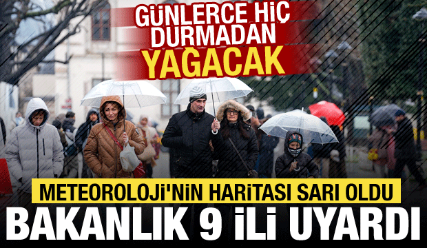 Yeni haftada harita sarıya d&ouml;n&uuml;yor! Meteoroloji 9 il i&ccedil;in uyarı yaptı: Kuvvetli yağacak