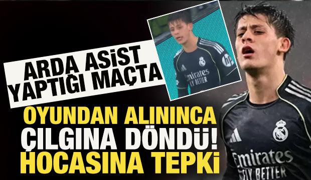Arda G&uuml;ler, asist yaptığı ma&ccedil;ta oyundan alınınca &ccedil;ılgına d&ouml;nd&uuml;! Arbeloa'ya sert tepki