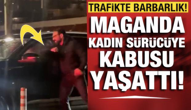 Başakşehir'de maganda kadın s&uuml;r&uuml;c&uuml;n&uuml;n aracının camını kırdı s&uuml;r&uuml;c&uuml;ye saldırdı