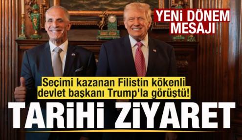 Seçimi kazanan Filistin kökenli devlet başkanı Trump'la görüştü! Tarihe geçen ziyaret