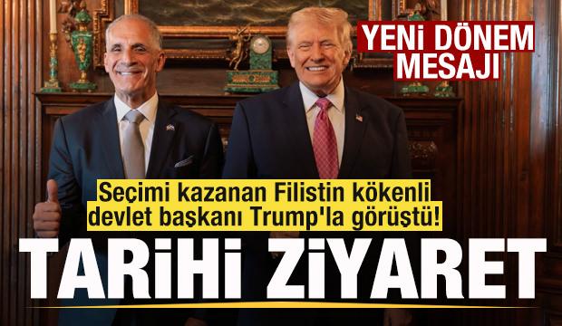 Seçimi kazanan Filistin kökenli devlet başkanı Trump'la görüştü! Tarihe geçen ziyaret