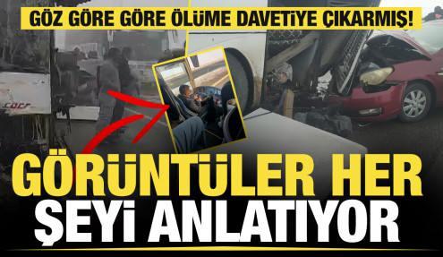 Sivas'ta meydana gelen kazada otobüs şoförünün telefonla uğraştığı anlar kameraya yansıdı