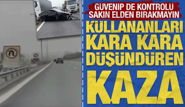 Tem Otoyolu'nda otopilotla giden Tesla'nın, ters istikamete daldığı anlar kamerada