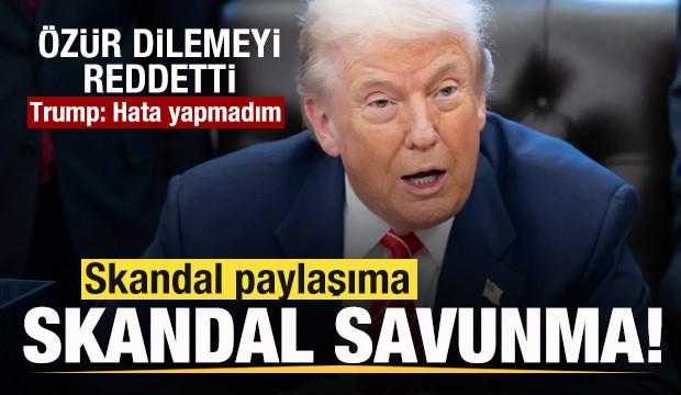 Trump'tan skandal paylaşıma skandal savunma! Özür dilemeyi reddetti