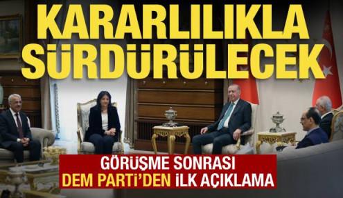 Cumhurbaşkanı Erdoğan ile görüşen DEM Parti'den ilk açıklama: Süreç kararlılıkla sürecek