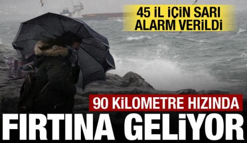 Fırtına ve yağış kapıda! Meteoroloji 45 ilde sarı alarm verdi: Hızı 90 kilometreyi bulacak