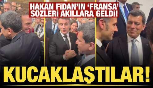 Macron ile terör örgütü SDG/YPG elebaşı Mazlum Abdi kucaklaştı