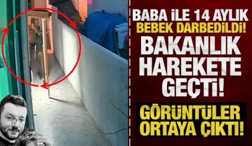 Baba ile 14 aylık bebeğin darbedildiği olayın görüntüleri ortaya çıktı