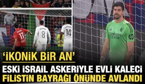 Eski bir İsrail askeriyle evli olan kaleci Filistin bayrağı önünde avlandı: İkonik bir an