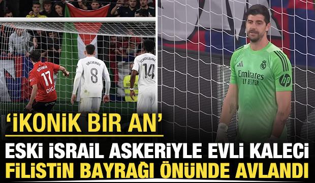 Eski bir İsrail askeriyle evli olan kaleci Filistin bayrağı önünde avlandı: İkonik bir an