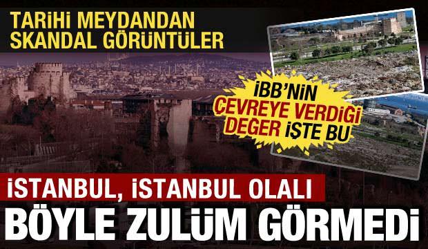 İBB'nin &ccedil;evreye verdiği değer işte bu: Tarihi Kazlı&ccedil;eme Meydanı'ndan korkun&ccedil; g&ouml;r&uuml;nt&uuml;ler!