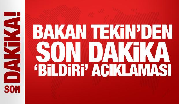 Son Dakika.... Bakan Tekin'den 