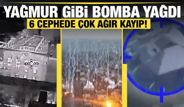 Ukrayna-Rusya savaşında yoğun bombardıman! Şehrin &uuml;st&uuml;ne yağmur gibi d&uuml;şt&uuml;ler