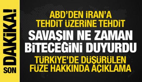 Türkiye'de füze düşürüldü! ABD'den açıklama! İran savaşın ne zaman biteceğini de açıkladı