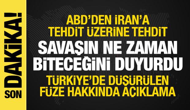 Türkiye'de füze düşürüldü! ABD'den açıklama! İran savaşın ne zaman biteceğini de açıkladı