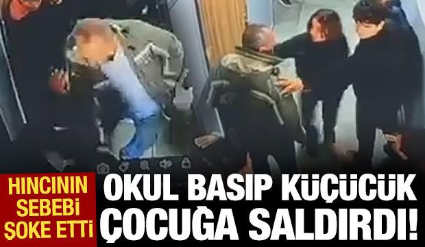 Bu nasıl bir hırs! Okul basıp k&uuml;&ccedil;&uuml;c&uuml;k &ccedil;ocuğa saldırdı
