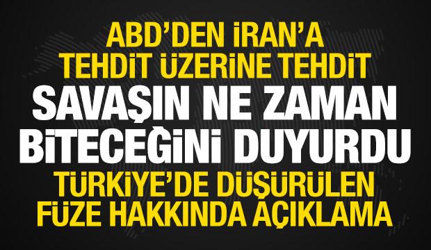 Türkiye'de füze düşürüldü! ABD'den açıklama! İran savaşın ne zaman biteceğini de açıkladı