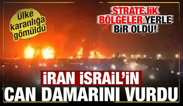 İran İsrail'in can damarını vurdu! Kritik b&ouml;lgeler yerle bir oldu! &Uuml;lke karanlığa g&ouml;m&uuml;ld&uuml;