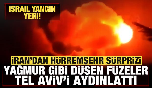 İran'dan İsrail'e Hürremşehr sürprizi! Yağmur gibi düşen füzeler Tel Aviv'i aydınlattı