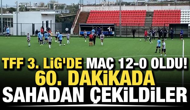 TFF 3. Lig'de ma&ccedil; 12-0 oldu! 60. dakikada sahadan &ccedil;ekildiler