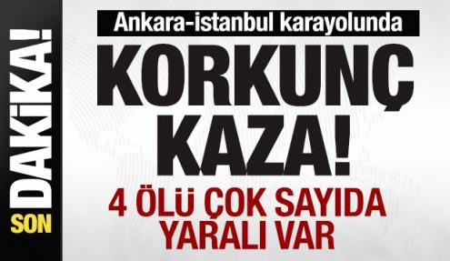 Ankara-İstanbul karayolunda feci kaza: 4 ölü, 13 yaralı