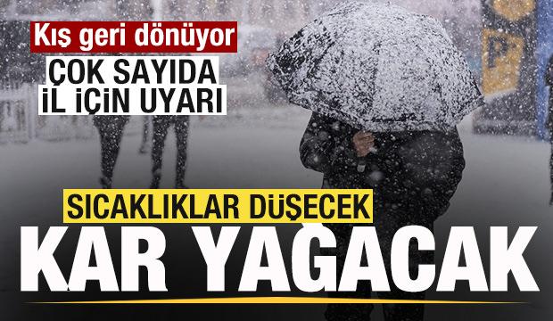 Kış geri d&ouml;n&uuml;yor! Sıcaklık d&uuml;şecek, kar yağacak &Ccedil;ok sayıda il i&ccedil;in uyarı
