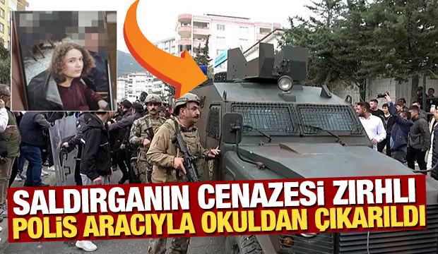 Kahramanmaraş'ta saldırganın cenazesi zırhlı polis aracıyla okuldan &ccedil;ıkarıldı