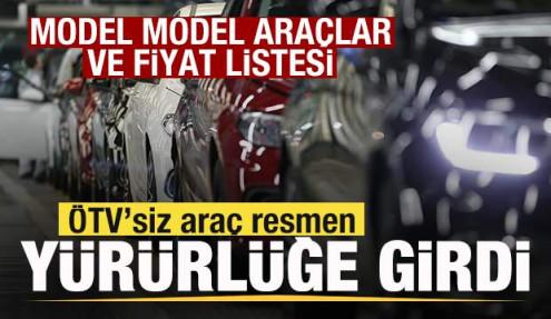 ÖTV'siz araç Resmi Gazete'de! İşte model model araçlar ve fiyat listesi