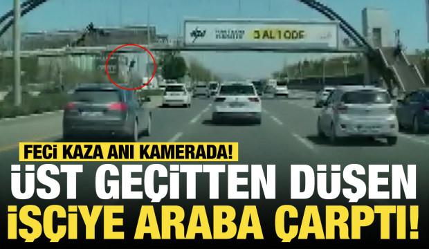 Ankara'da &uuml;st ge&ccedil;itten d&uuml;şen iş&ccedil;iyi otomobil ezdi