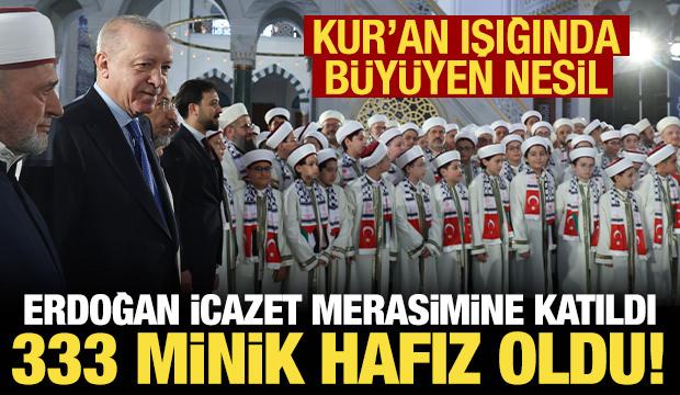 Cumhurbaşkanı Erdoğan Hafızlık İcazet Merasimi'ne katıldı! &Ccedil;amlıca Camii'nde renkli anlar