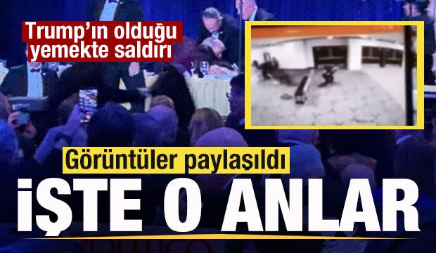 Washington'da Trump'ın yemeğinde silahlı saldırı! O anın g&ouml;r&uuml;nt&uuml;leri ortaya &ccedil;ıktı