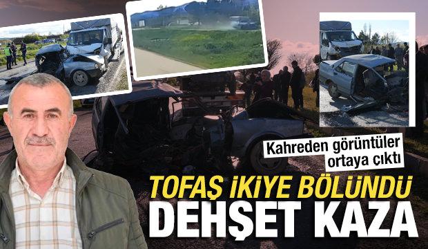 Kastamonu'da Tofaş'ın ikiye b&ouml;l&uuml;nd&uuml;ğ&uuml; feci kazanın g&ouml;r&uuml;nt&uuml;leri ortaya &ccedil;ıktı