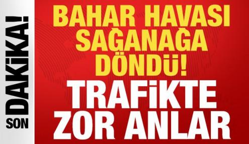 İstanbul'da bahar havası bir anda sağanağa döndü: Trafikte zor anlar...