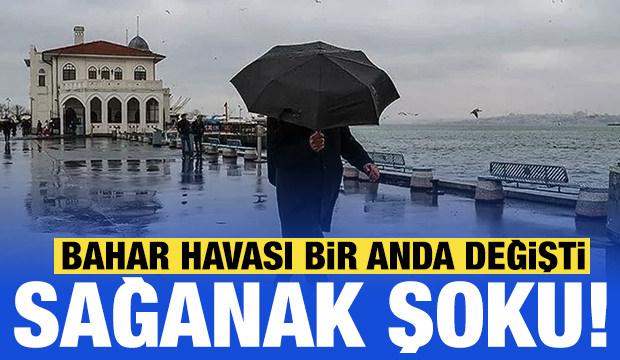 İstanbul'da bahar havası bir anda sağanağa d&ouml;nd&uuml;: Trafikte zor anlar...