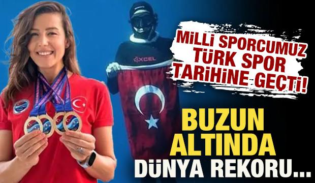 Milli sporcu Birg&uuml;l Erken, T&uuml;rk spor tarihine ge&ccedil;ti! Buzun altında d&uuml;nya rekoru kırdı