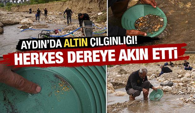 Aydın'da altın &ccedil;ılgınlığı! Duyan duymayana duyurdu: Herkes dereye akın etti