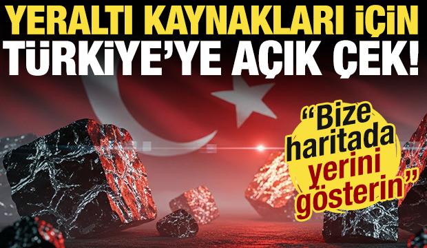 Yeraltı kaynakları i&ccedil;in T&uuml;rkiye'ye a&ccedil;ık &ccedil;ek: 'Bize haritada yerini g&ouml;sterin'