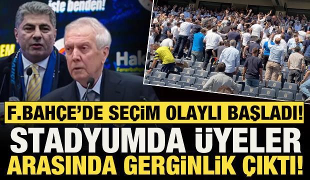 Fenerbah&ccedil;e'de se&ccedil;im olaylı başladı! Stadyumda gerginlik &ccedil;ıktı