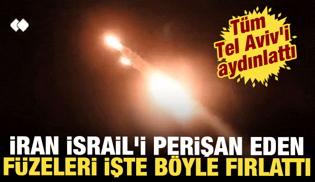 İran, İsrail'i perişan eden füzeleri işte böyle fırlattı! Tüm Tel Aviv'i aydınlattı