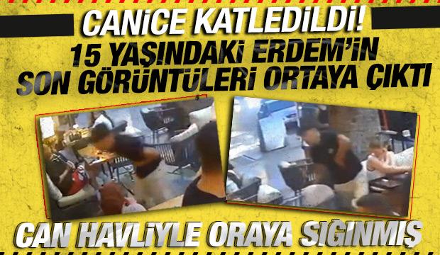 İzmir'de canice &ouml;ld&uuml;r&uuml;len gencin son g&ouml;r&uuml;nt&uuml;leri ortaya &ccedil;ıktı! Can havliyle oraya sığınmış